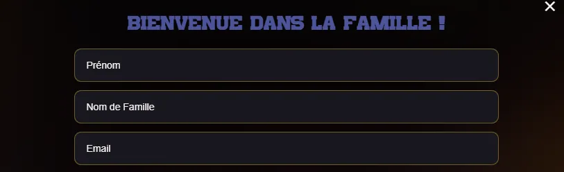 Première étape du formulaire d'inscription Donbet